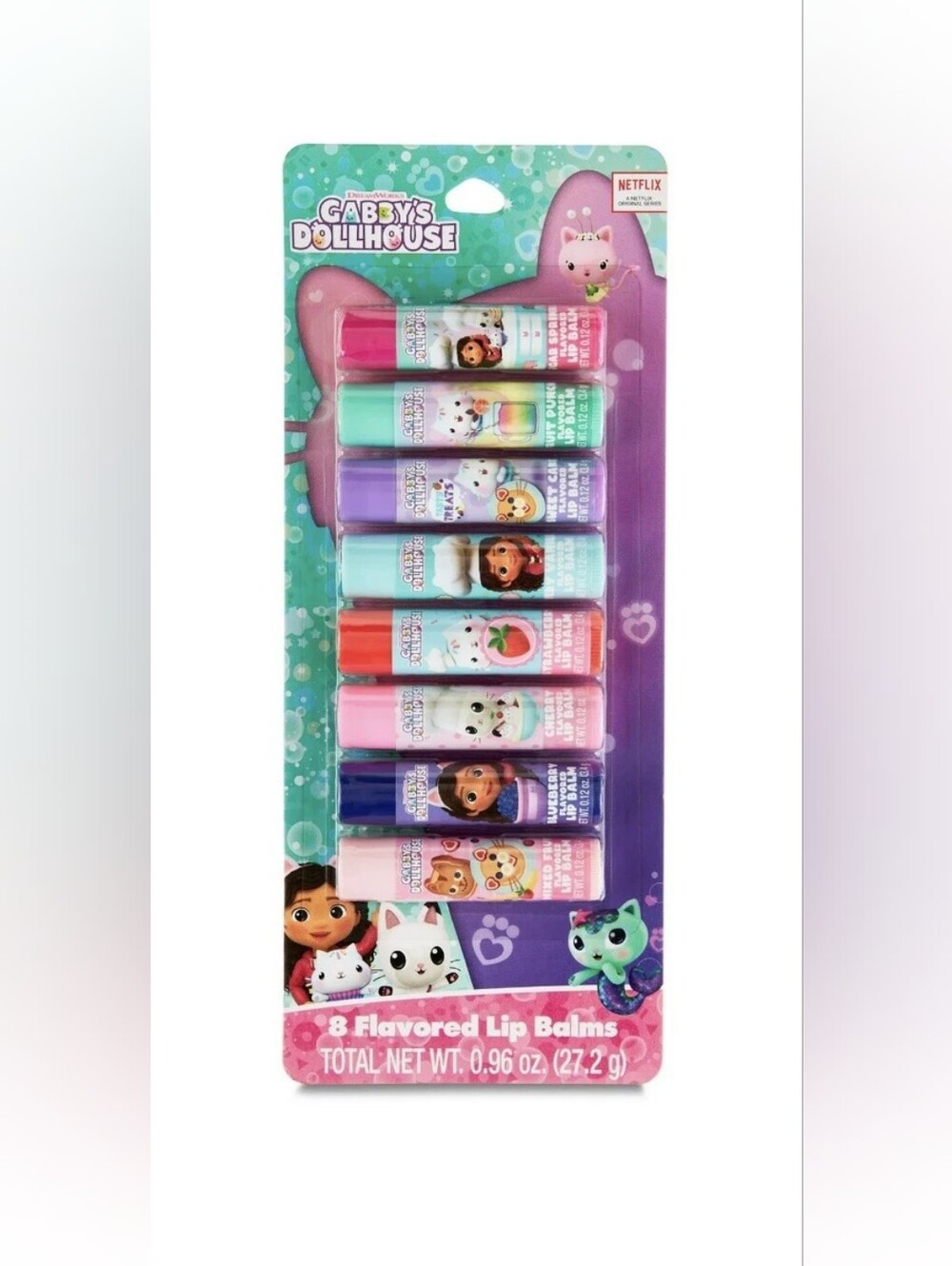 Gabby's Dollhouse Flavored Lip Balm 8 Pack .96 Oz- Assorted Pastel Colors